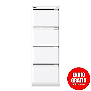 Bisley Premium Archivador BS (L x An x Al: 62 x 47 x 132,1 cm, Número de cajones: 4 ud., Blanco, Completamente montado)