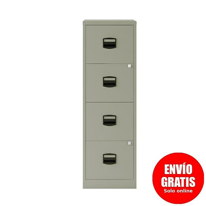 Bisley Home Archivador PF (L x An x Al: 41 x 40 x 132 cm, Número de cajones: 4 ud., Gris, Completamente montado) | BAUHAUS