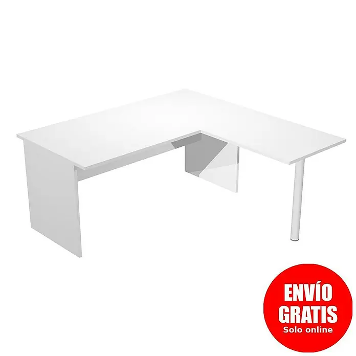 ArtExport Presto Mesa de escritorio en L - L x An x Al: 80 x 160 x 74 cm, Blanco, Pata tipo panel - Escritorio esquinero blanco con diseño minimalista y construcción robusta para oficina u hogar. Ideal para un trabajo eficiente.