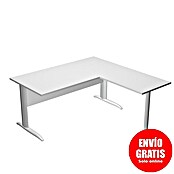 ArtExport Presto Mesa de escritorio en L (L x An x Al: 80 x 160 x 74 cm, Blanco, Pata de metal gris) | BAUHAUS