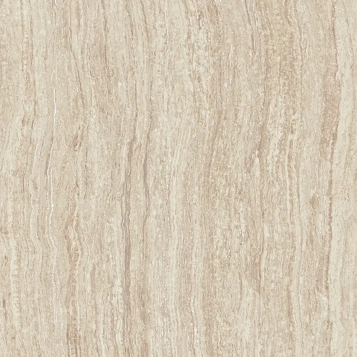 Corso Italia Feinsteinzeugfliese Traventino - 120 x 278 cm, Beige, Matt - Abbildung einer beigen Travertin-Fliese mit natürlichen Maserungen und einer glatten Oberfläche, ideal für Innenräume.