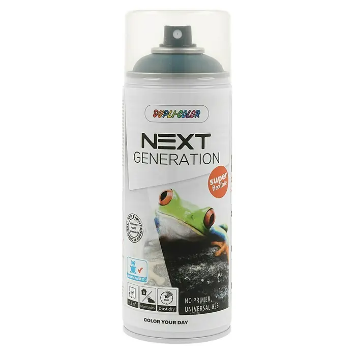 Dupli-Color Next Sprühlack Next Generation - Twilight Blue, Seidenmatt, 400 ml - Dose Dupli-Color Next Generation Sprühfarbe mit Froschmotiv, flexibel und universell einsetzbar für Innen- und Außenbereiche.