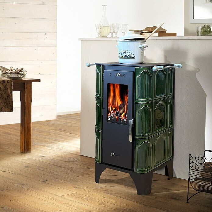 Domofire Kaminofen Piccolino (6 kW, Raumheizvermögen: 120 m³, Grün) | BAUHAUS