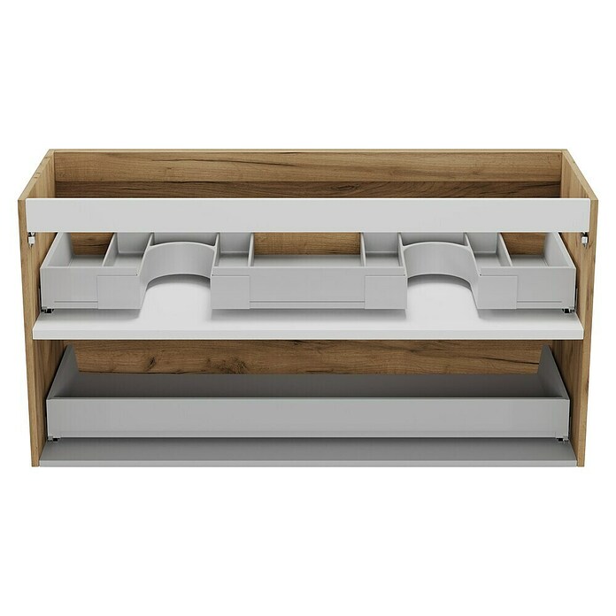 Camargue Espacio Waschtischunterschrank (120 x 46 x 60 cm, Farbe Griff: Schwarz, 2 Siphonausschnitte, Doce) | BAUHAUS