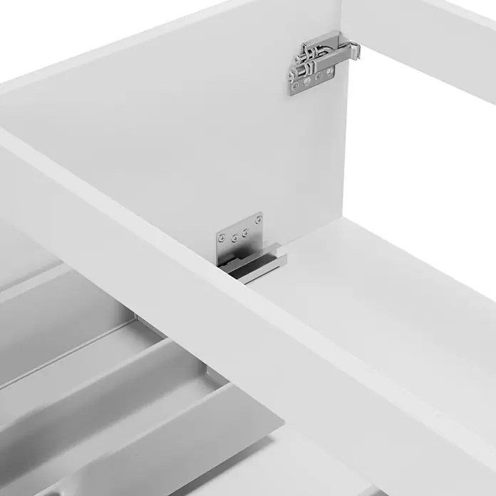 Camargue Espacio Waschtischunterschrank - 120 x 46 x 60 cm, 2 Schubkästen, Gama weiß glänzend - Detailansicht eines modernen Schubladensystems mit hochwertigen Metallbeschlägen und minimalistischem Design.