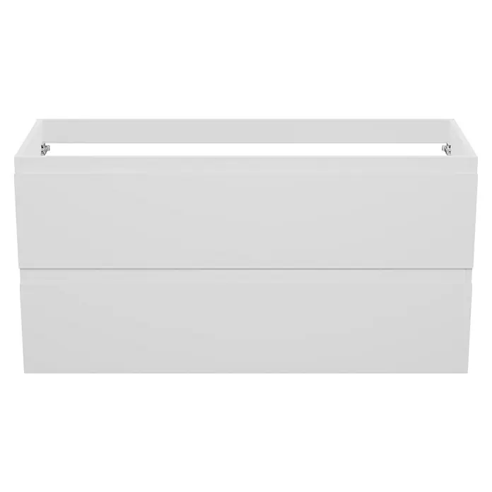 Camargue Espacio Waschtischunterschrank - 120 x 46 x 60 cm, 2 Schubkästen, Gama weiß matt - Schlichtes, weißes Badezimmermöbel mit zwei Schubladen. Ideal für moderne Bäder, bietet es praktischen Stauraum und ein minimalistisches Design.