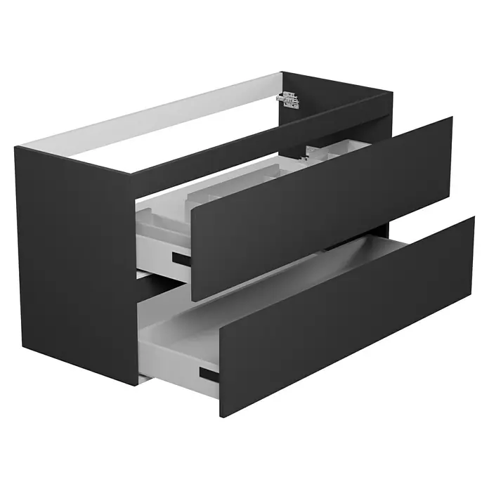 Camargue Espacio Waschtischunterschrank - 120 x 46 x 60 cm, 2 Schubkästen, Gama anthrazit matt - Ein moderner Waschtischunterschrank mit zwei Auszügen in elegantem Grau, der Stauraum und Stil in jedes Badezimmer bringt.