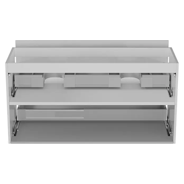 Camargue Espacio Waschtischunterschrank - 120 x 46 x 60 cm, 2 Schubkästen, Mira - Offener Waschtischunterschrank mit Schubladen. Moderner Badschrank in Weiß mit praktischem Stauraum für das Badezimmer.