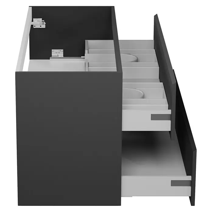 Camargue Espacio Waschtischunterschrank - 120 x 46 x 60 cm, 2 Schubkästen, Gama anthrazit matt - Schrank mit grauem Korpus und ausziehbaren Schubladen. Der Schrank bietet viel Stauraum und eine moderne Optik für jeden Raum.