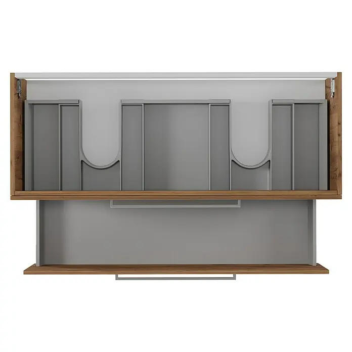 Camargue Espacio Waschtischunterschrank - 120 x 46 x 60 cm, 2 Schubkästen, Doce - Badezimmerschrank mit praktischen Aussparungen. Der graue Schrank mit Holzrahmen bietet zusätzlichen Stauraum im Bad.
