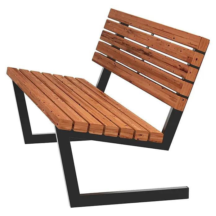Plus Siesta Living Gartenbank - B x T x H: 150 x 54 x 74 cm, Thermowood, Stahl, Schwarz/Braun - Diese moderne Parkbank aus Holz und Metall besticht durch ihr einzigartiges Design und die robuste Bauweise. Ideal für öffentliche Räume.