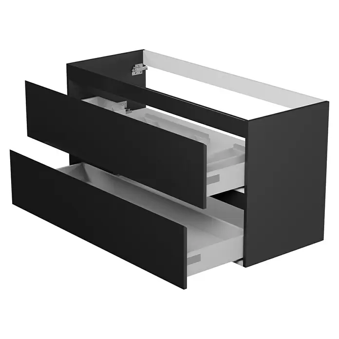 Camargue Espacio Waschtischunterschrank - 120 x 46 x 60 cm, 2 Schubkästen, Gama anthrazit glänzend - Moderner Unterschrank mit zwei Schubladen in Schwarz und Weiß. Das Badmöbel bietet stilvollen Stauraum.