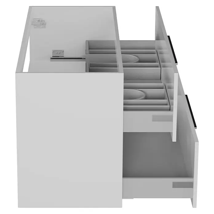 Camargue Espacio Waschtischunterschrank - 120 x 46 x 60 cm, 2 Schubkästen, Mira - Ein weißer Waschbeckenunterschrank mit Schubladen für mehr Stauraum im Badezimmer.
