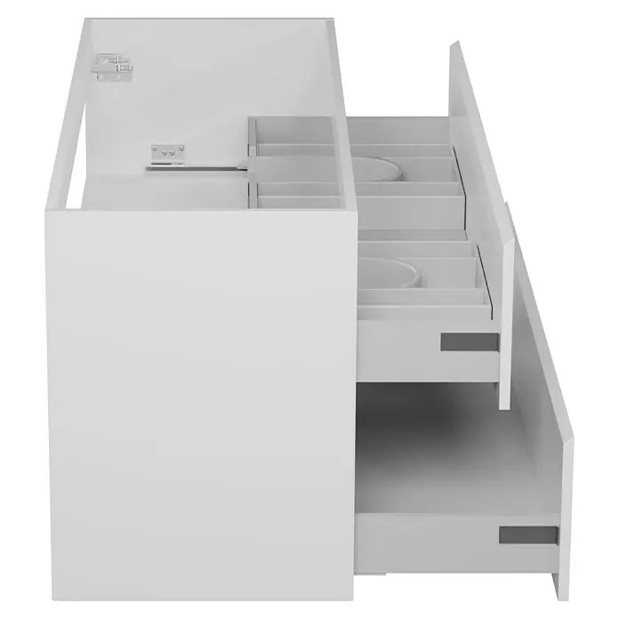 Camargue Espacio Waschtischunterschrank - 120 x 46 x 60 cm, 2 Schubkästen, Gama weiß glänzend - Modernes Badezimmer-Waschbeckenunterschrank mit Schubladen für stilvolle Badgestaltung und praktischen Stauraum.