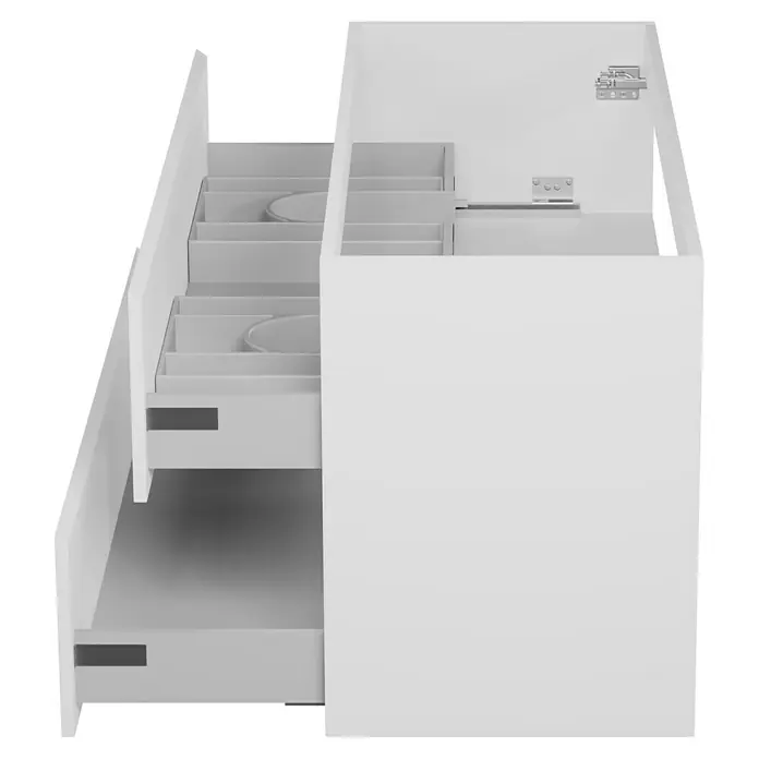 Camargue Espacio Waschtischunterschrank - 120 x 46 x 60 cm, 2 Schubkästen, Gama weiß matt - Weiße Badezimmermöbel mit offenen Schubladen zur Aufbewahrung von Badutensilien.‎