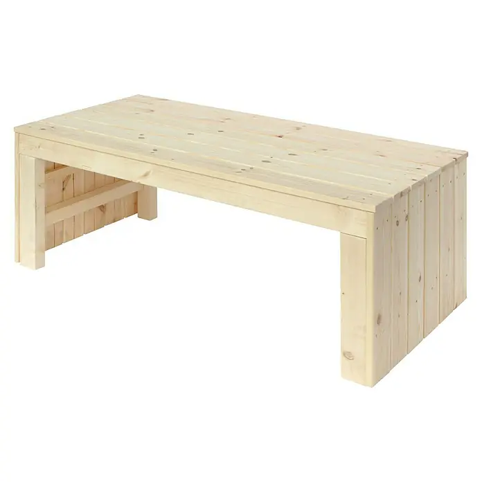 Plus Gartenbank Fun - B x T x H: 120 x 59 x 46 cm, Fichte, Natur - Der Holztisch zeigt ein schlichtes, helles Design mit einer robusten Konstruktion und natürlicher Holzmaserung, ideal für Innenräume.