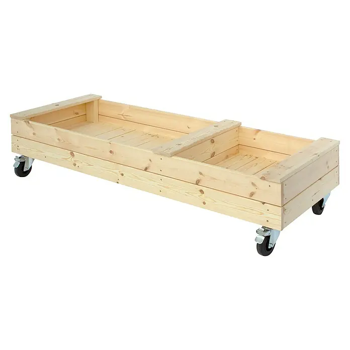 Plus Gartenbank Fun - B x T x H: 180 x 59 x 46 cm, Fichte, Natur - Hölzerner Rollwagen für den einfachen Transport von Gegenständen, ideal für Werkstätten oder Lager. Robust und vielseitig.