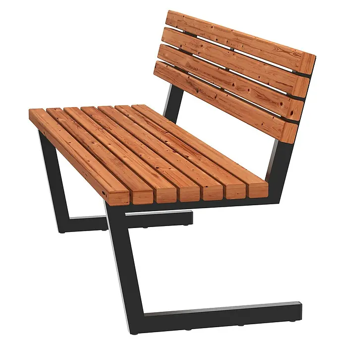 Plus Gartenbank Relax - B x T x H: 150 x 52 x 82 cm, Thermowood, Stahl, Schwarz/Braun, ohne Hängebank - Holzbank mit Rückenlehne und Metallgestell, perfekt für den Außenbereich. Die Bank bietet eine stilvolle und bequeme Sitzgelegenheit.