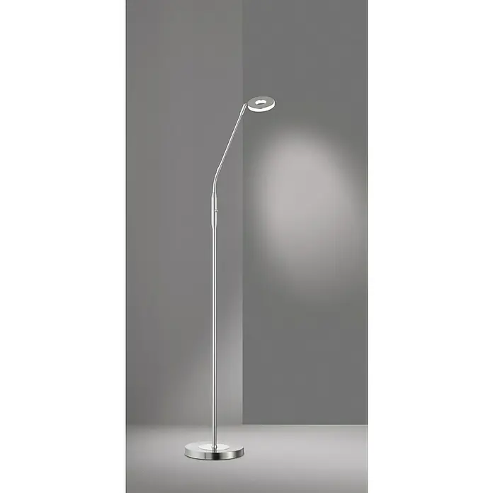 Fischer & Honsel Dent LED-Stehleuchte - Höhe: 150 cm, Chrom, Warmweiß, 1 Stk. - Elegante Stehlampe mit modernem Ringdesign und verstellbarem Arm, die stilvolles Licht in jeden Raum bringt. Perfekt für Wohn- und Arbeitsbereiche.