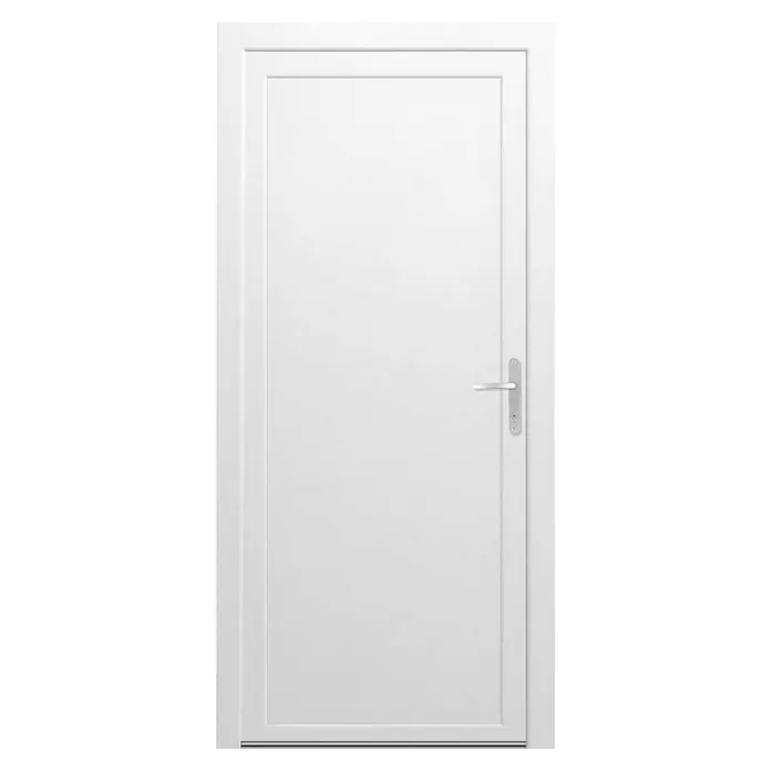 Panto Nebeneingangstür K 500 - 98 x 198 cm, DIN Anschlag: Links, Weiß - Eine elegante, weiße Tür mit einem modernen Türgriff, ideal für zeitgenössische Wohnräume. Sie verleiht jedem Raum ein helles und freundliches Ambiente.
