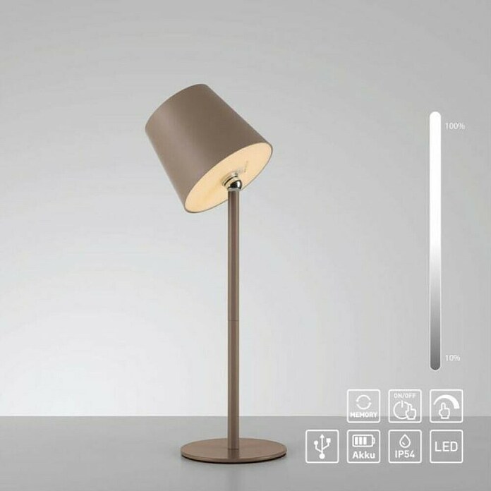 Just Light Punjiva stolna svjetiljka Boteria  (3 W, D x Š x V: 110 x 110 x 370 mm, Topla bijela, Bež) | BAUHAUS
