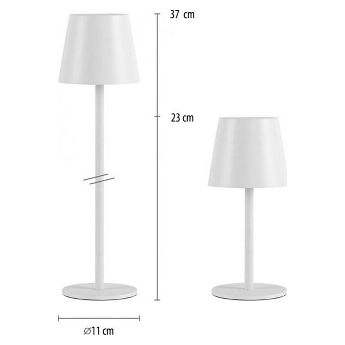 Just Light Punjiva stolna svjetiljka Boteria  (3 W, D x Š x V: 110 x 110 x 370 mm, Topla bijela, Bijela) | BAUHAUS