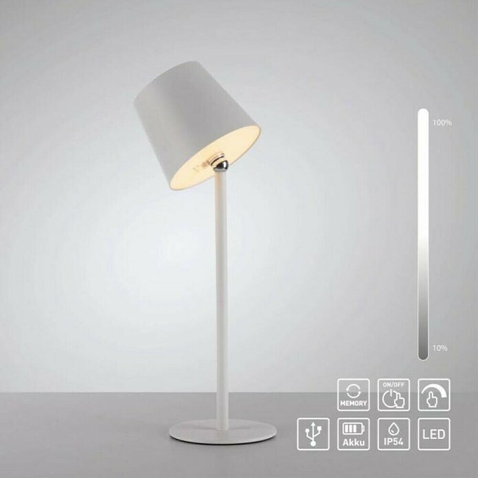 Just Light Punjiva stolna svjetiljka Boteria  (3 W, D x Š x V: 110 x 110 x 370 mm, Topla bijela, Bijela) | BAUHAUS