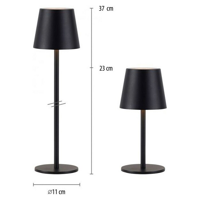 Just Light Punjiva stolna svjetiljka Boteria  (3 W, D x Š x V: 110 x 110 x 370 mm, Topla bijela, Crna) | BAUHAUS