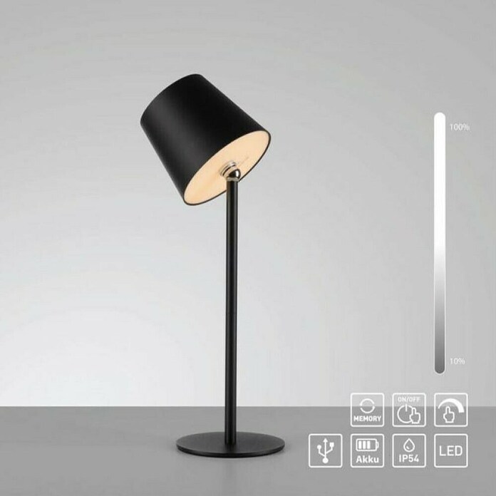 Just Light Punjiva stolna svjetiljka Boteria  (3 W, D x Š x V: 110 x 110 x 370 mm, Topla bijela, Crna) | BAUHAUS