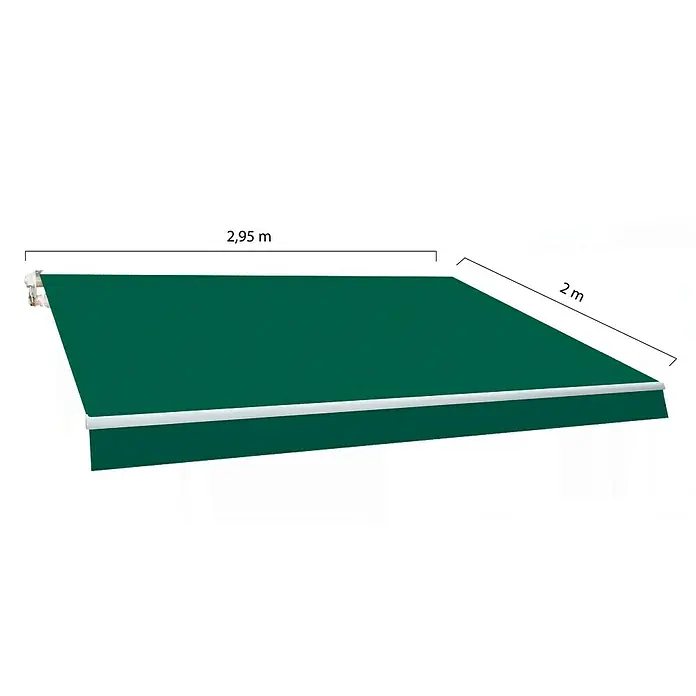 SmartSun Toldo de brazos extensibles Original Kit Poliéster - Verde, Ancho: 3 m, Caída: 2 m - Toldo verde oscuro de 2,95 m x 2 m para dar sombra a terrazas y balcones.