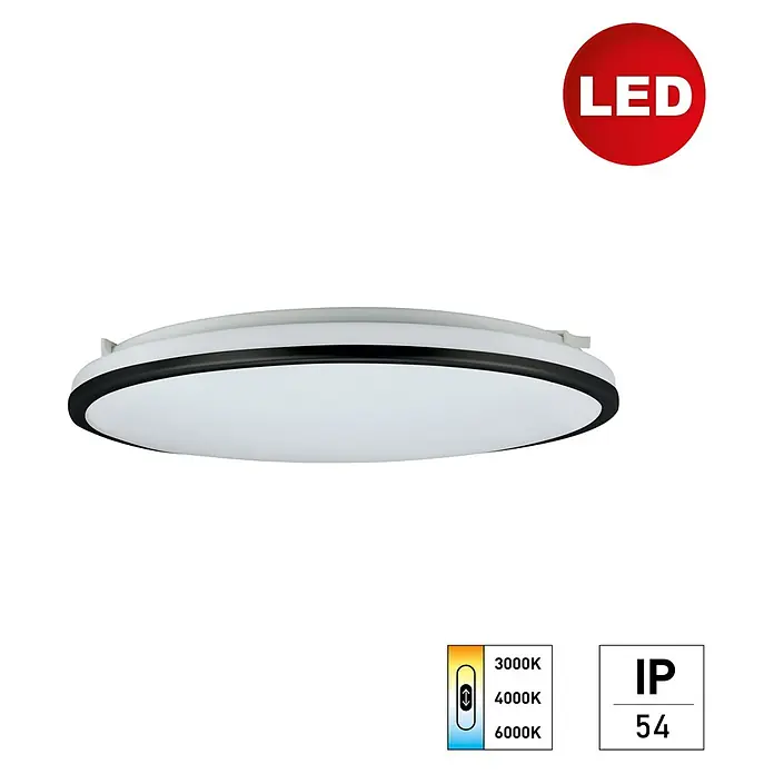 E2 elektro LED-Wand- & Deckenleuchte rund White Rite² - 18 W, Ø x H: 33 x 3,2 cm, Anthrazit, Weiß, Tageslichtweiß - Deckenleuchte mit LED-Technologie, Farbtemperatur einstellbar und IP54 Schutzart für Feuchträume.