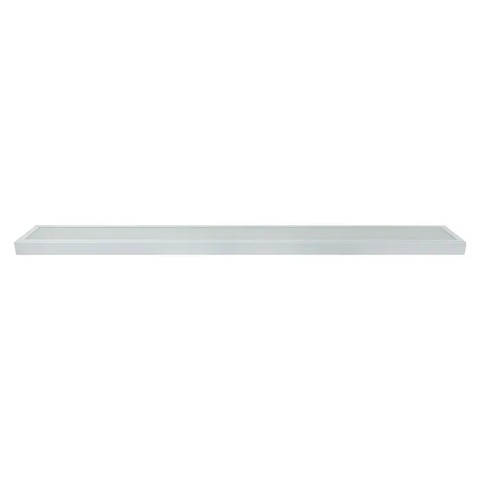 E2 elektro LED-Deckenleuchte Prisma - 45 W, L x B x H: 150 x 20 x 4,5 cm, Kaltweiß - Eine flache, rechteckige LED-Deckenleuchte mit einem schlichten, weißen Rahmen, ideal für Büros oder moderne Wohnräume.