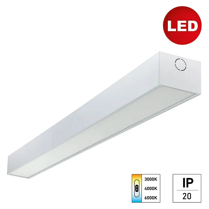 E2 elektro Lichtkanal Linearo - 220 V - 240 V, 50 W, Kaltweiß, L x B x H: 150 x 7,5 x 5,6 cm - LED-Langfeldleuchte in Weiß, ideal für Büro oder Werkstatt, mit einstellbarer Farbtemperatur und hoher Lichtausbeute.