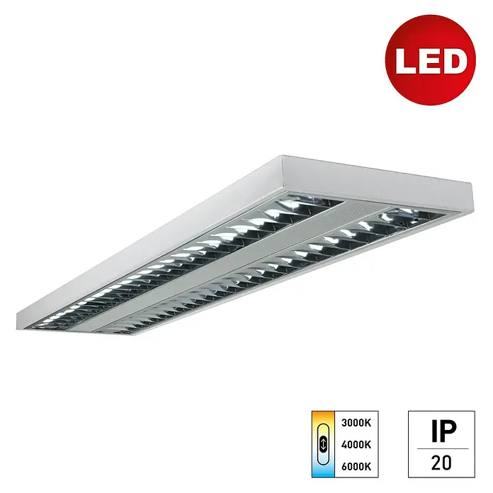 E2 elektro LED-Deckenleuchte Nostal - 42 W, L x B x H: 124,5 x 31,2 x 4 cm, Neutralweiß - LED-Deckenleuchte mit schlankem Design und energiesparender Technologie für moderne Beleuchtungslösungen im Innenbereich.