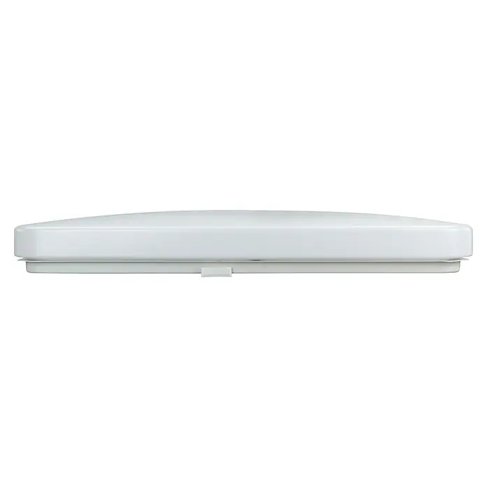 E2 elektro LED-Wand- & Deckenleuchte White Q - 30 W, L x B x H: 38 x 38 x 5,7 cm, Weiß, Weiß, Warmweiß - Eine längliche, weiße Dachbox, die auf einem dunklen Untergrund steht, ideal für zusätzlichen Stauraum auf Reisen.