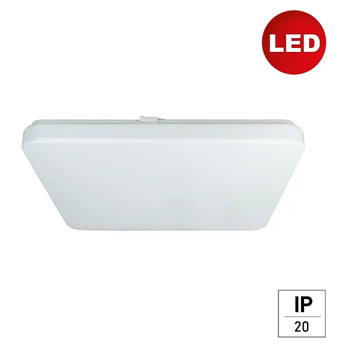 E2 elektro LED-Wand- & Deckenleuchte White Q - 30 W, L x B x H: 38 x 38 x 5,7 cm, Weiß, Weiß, Kaltweiß - Quadratische LED-Deckenleuchte in Weiß mit IP20-Schutz für den Innenbereich. Effiziente Beleuchtung für Wohnräume und Büros.