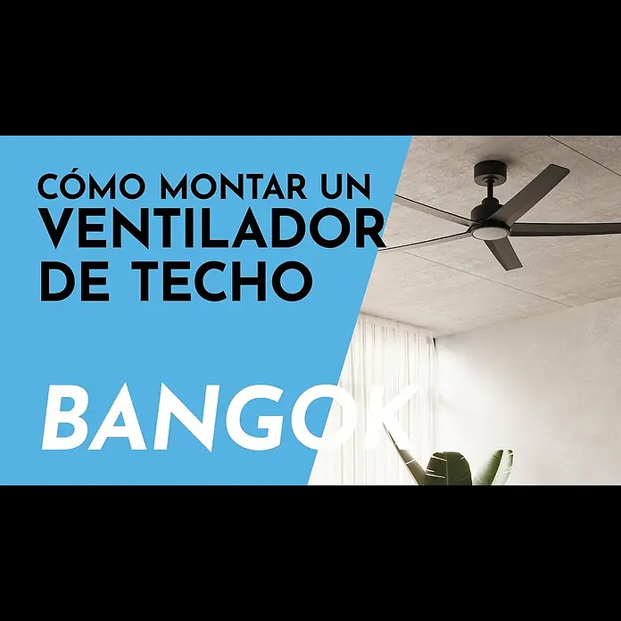 Arte confort Ventilador de techo Bangok - Negro, 132 cm, 35 W, Blanco cálido - BANGOK |  Aprende a instalar un ventilador de techo