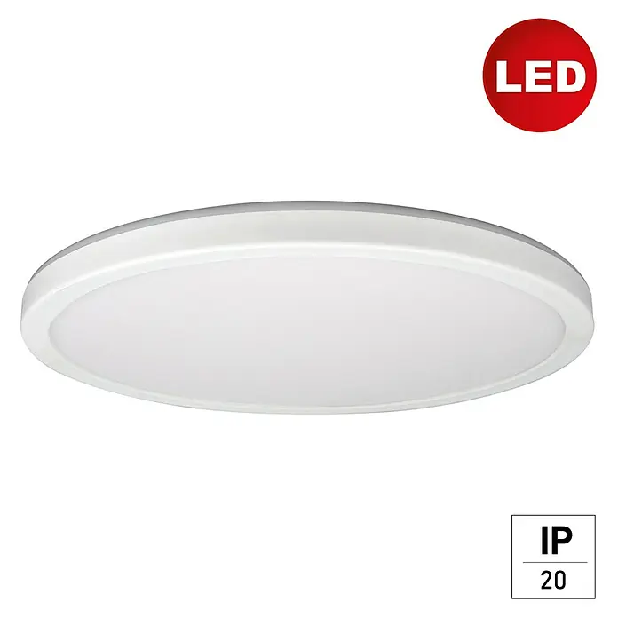 E2 elektro LED-Panel rund Twice Up & Down - Ø x H: 42 x 2,9 cm, Weiß, Warmweiß - Runde LED-Deckenleuchte in Weiß, ideal für moderne Innenräume und energieeffiziente Beleuchtung.
