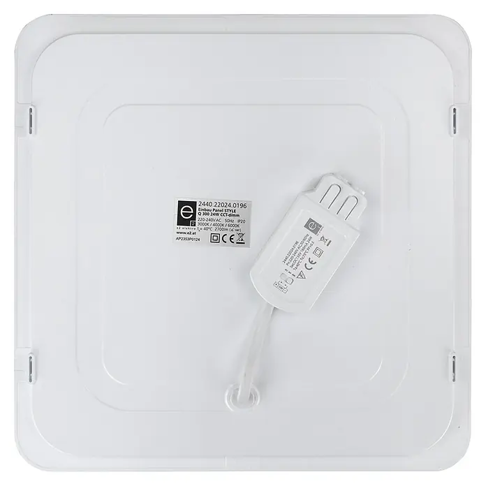 E2 elektro Einbaupanel Style Q - 24 W, L x B x H: 30 x 3,1 x 3,1 cm, Weiß, Warmweiß - Quadratische LED-Einbauleuchte mit variabler Farbtemperatur.
