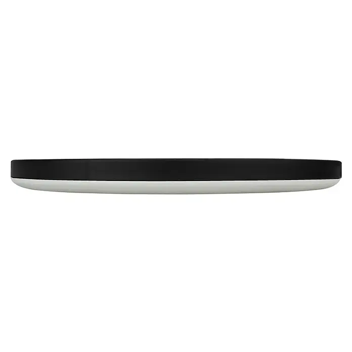 E2 elektro LED-Panel R420 24W CCT IP54 - 24 W, L x B x H: 420 x 420 x 29 mm, Schwarz, Kaltweiß - Nahaufnahme eines runden, zweifarbigen Produkts, oben schwarz und unten weiß, ideal für verschiedene Anwendungen.