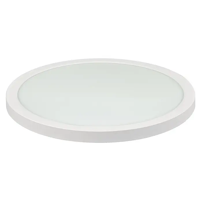 E2 elektro LED-Panel rund Space - 24 W, Ø x H: 30 x 1,7 cm, Weiß, Warmweiß - Weiße runde LED-Deckenleuchte mit schlichtem Design, ideal für moderne Innenräume. Die Lampe sorgt für eine helle und gleichmäßige Ausleuchtung.