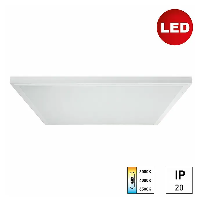 E2 elektro LED-Einbauleuchte Ebro - 36 W, L x B x H: 64 x 64 x 3 cm, Weiß, Neutralweiß - Ein quadratisches LED-Panel für die Deckenmontage, ideal für moderne Beleuchtungslösungen. Helle und effiziente Ausleuchtung garantiert.