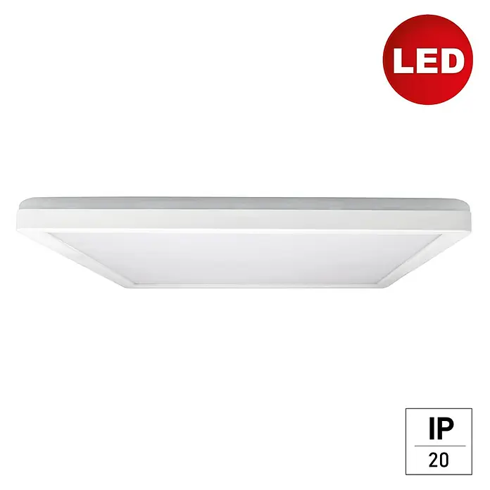 E2 elektro LED-Panel Twice Up & Down - 24 W, L x B x H: 42 x 42 x 2,9 cm, Weiß, Neutralweiß - Weiße LED Deckenleuchte mit quadratischem Design. Die Leuchte ist mit der Schutzart IP20 versehen und sorgt für helles Licht.