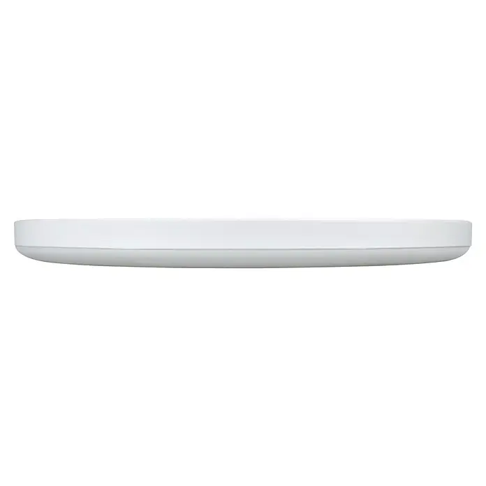 E2 elektro LED-Panel rund Twice Up & Down - Ø x H: 42 x 2,9 cm, Weiß, Warmweiß - Nahaufnahme einer weißen LED-Deckenleuchte, die eine moderne Beleuchtungslösung für Innenräume darstellt.