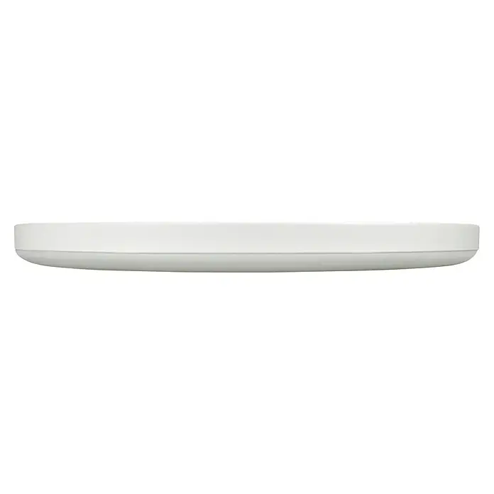 E2 elektro LED-Panel rund Twice Up & Down - Ø x H: 42 x 2,9 cm, Weiß, Warmweiß - Nahaufnahme einer weißen Deckenleuchte, die ein modernes und schlichtes Design für eine stilvolle Raumbeleuchtung zeigt.