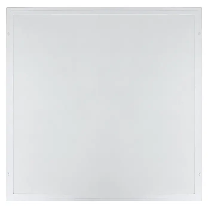 E2 elektro LED-Panel Navia - 36 W, L x B x H: 64 x 64 x 3 cm, Weiß, Neutralweiß - Das Bild zeigt eine quadratische, weiße LED-Panel-Leuchte mit einem schmalen Rahmen, ideal für moderne Büros und Wohnräume.
