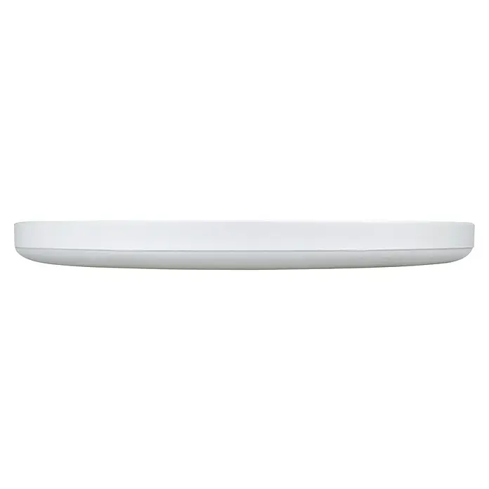 E2 elektro LED-Einbauleuchte RGB R420 24W dimmbar IP54 - L x B x H: 420 x 420 x 29 mm, Weiß, Warmweiß - Nahaufnahme eines runden, weißen Deckensensors, der ein schlankes und modernes Design für die Hausautomation zeigt.