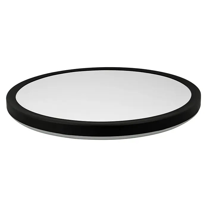 LED-Einbauleuchte - 20 W, L x B x H: 330 x 330 x 29 mm, Schwarz - Runde, flache Trommelübungspad mit schwarzem Rand und weißer Oberfläche. Perfekt zum Üben von Schlagzeugtechniken.