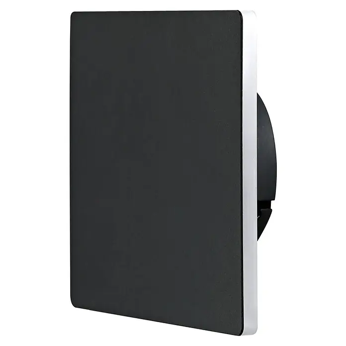 E2 elektro LED-Außenwandleuchte Tabit - 11 W, 6,2 x 15,6 x 8,3 cm, Anthrazit, IP54 - Nahaufnahme eines schwarzen Wandventilators mit weißen Akzenten, der modernes Design und Funktionalität vereint.