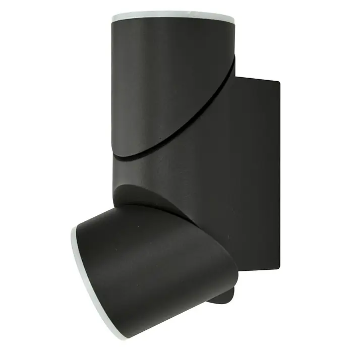 E2 elektro LED-Außenwandleuchte Felis - 12 W, 16,5 x 6,5 x 8,3 cm, Anthrazit, IP65 - Diese Nahaufnahme zeigt die moderne Wandleuchte in Schwarz und Weiß. Die Leuchte zeichnet sich durch ein elegantes, zylindrisches Design aus.